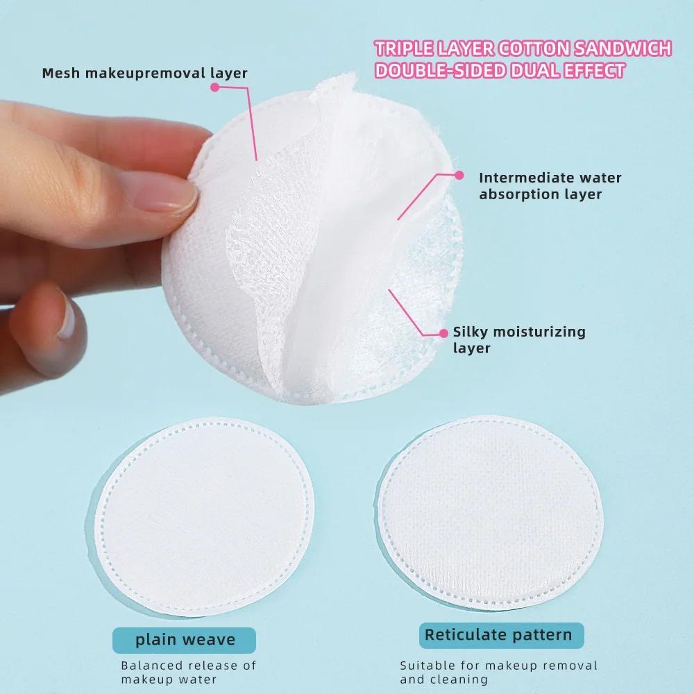 Tampons démaquillants circulaires doux et respirants, 100 pièces, tampons en coton texturés double f