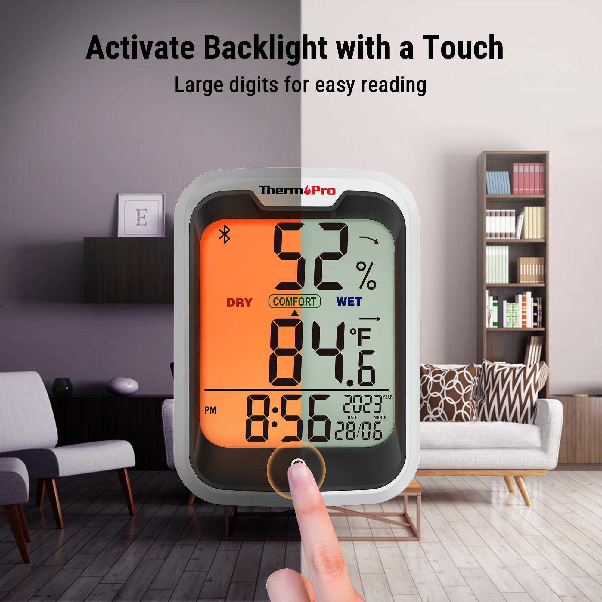 ThermoPro TP358 rétro-éclairage Bluetooth, Station météo à chiffres, thermomètre et hygromètre d'int