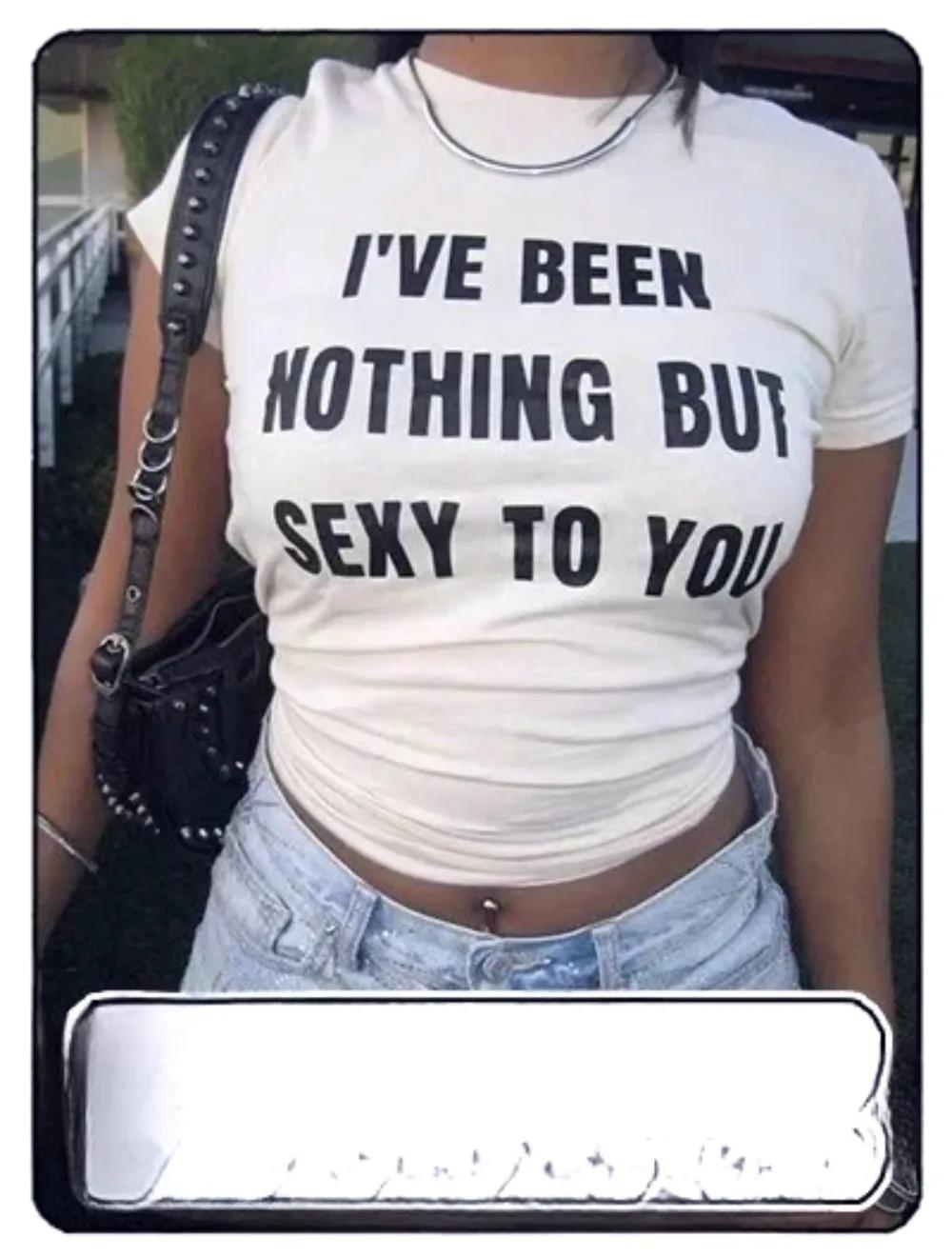 T-shirt court Y2K vintage des années 2000 avec imprimé lettres, décontracté à manches courtes, style