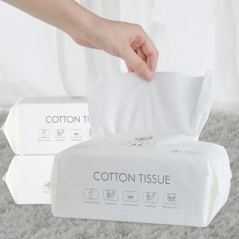 Serviette de visage jetable en coton doux, accessoires de salle de bain, chiffons secs pour le lavag