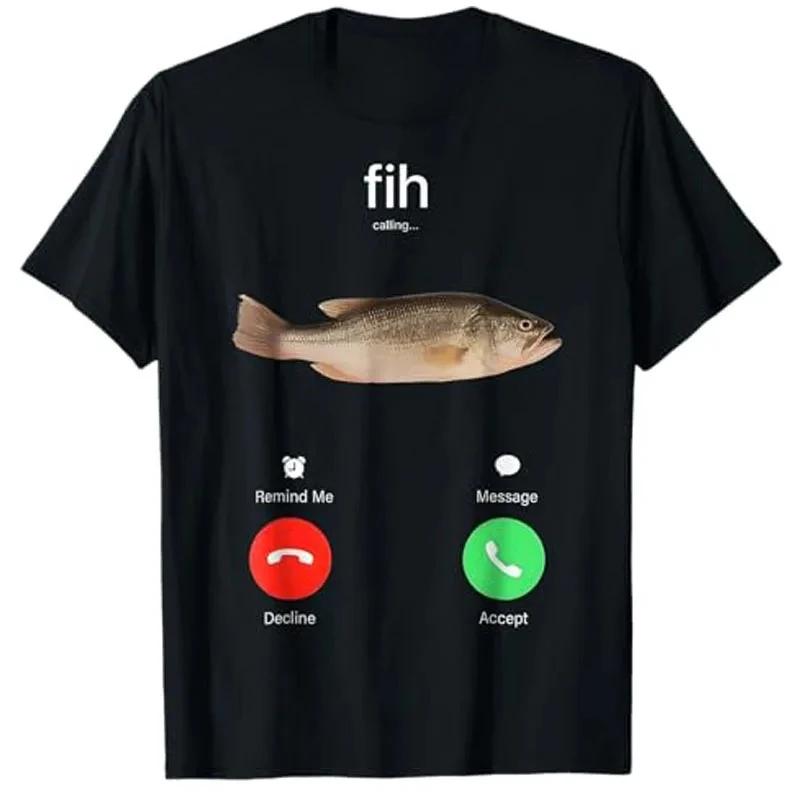 Fih appel rappeler Message déconnexion accepter appel téléphonique poisson T-Shirt drôle Fishman ten