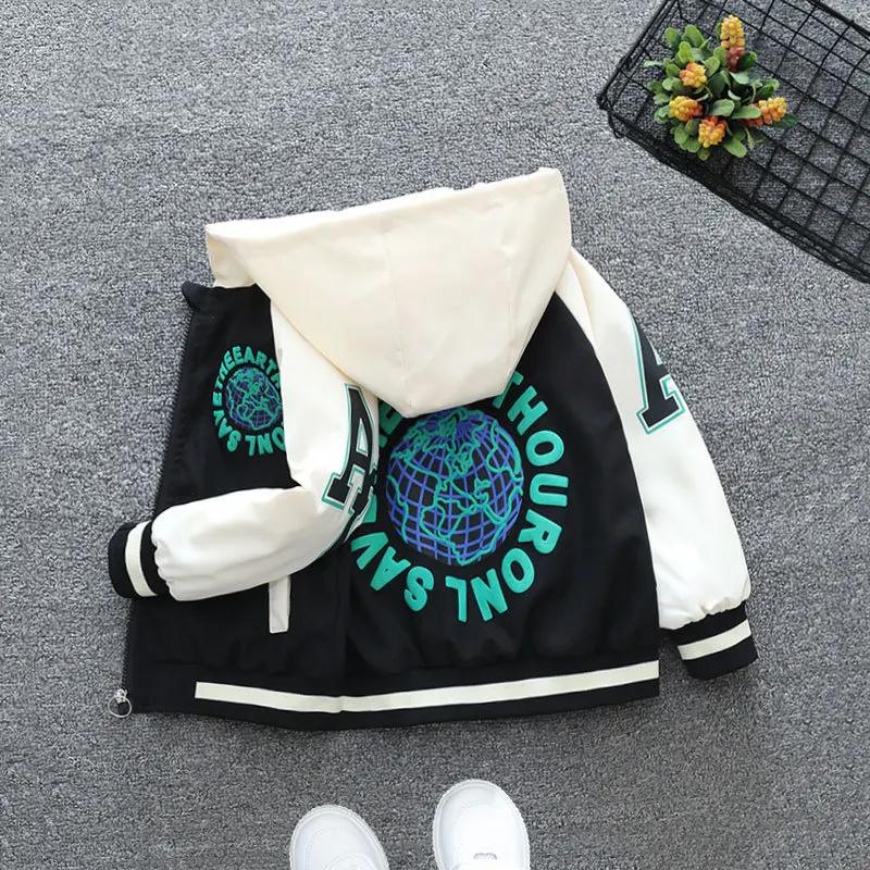 Mode garçons couleur bloc veste de Baseball 2025 printemps automne bébé fille lettre imprimer décont