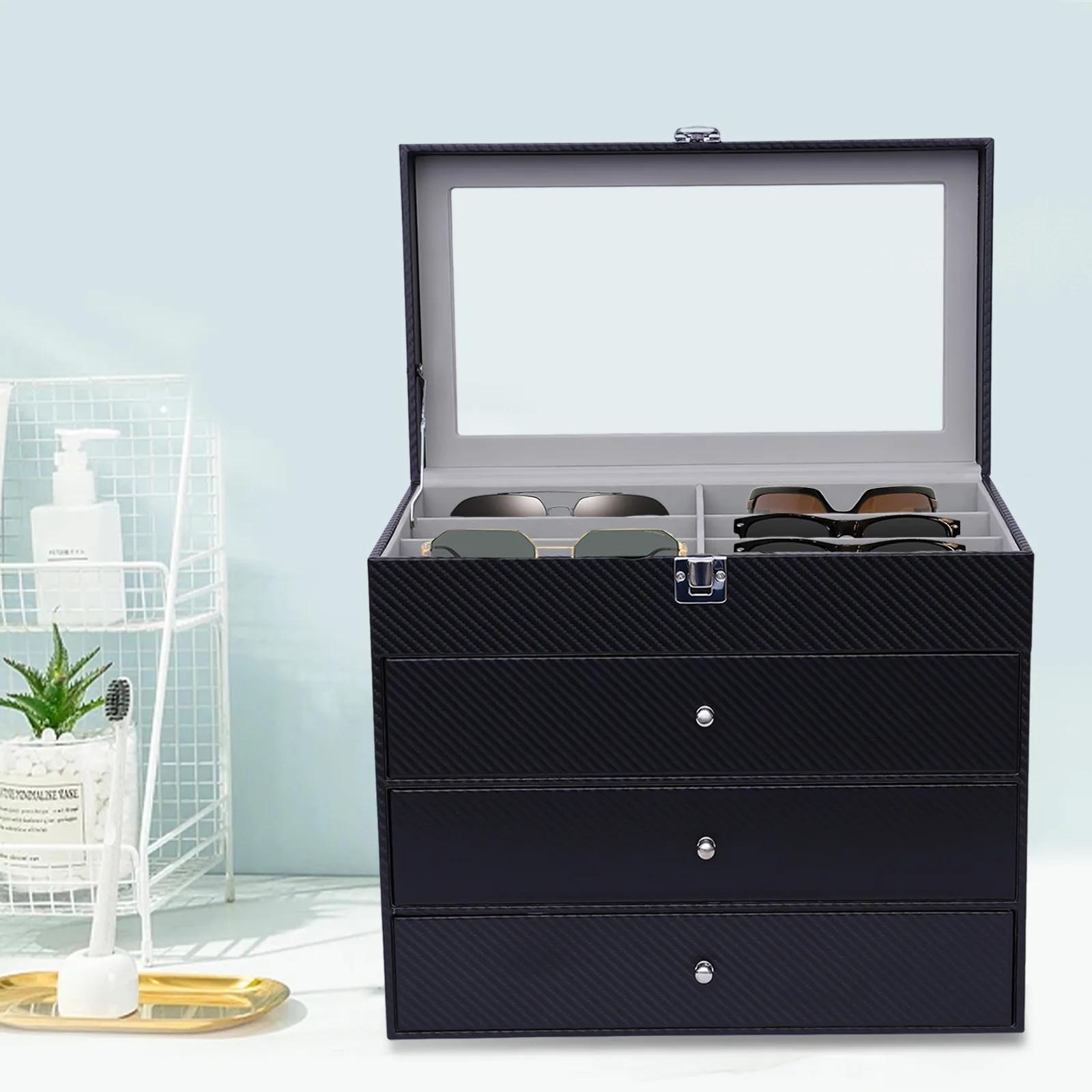Boîte de rangement pour lunettes de soleil, porte-lunettes, étui à 24 grilles