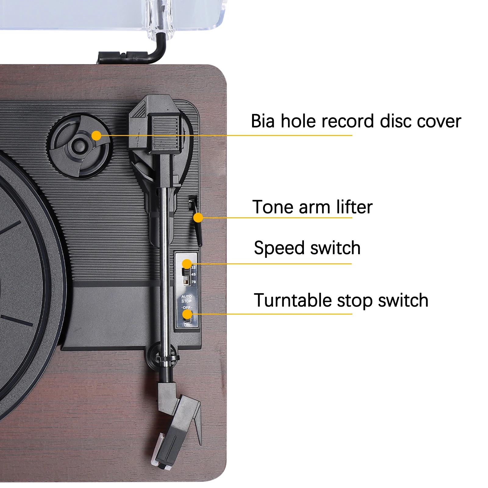 Lecteur de disque vinyle rétro avec couvercle anti-poussière, lecteur de disque de Style nostalgique