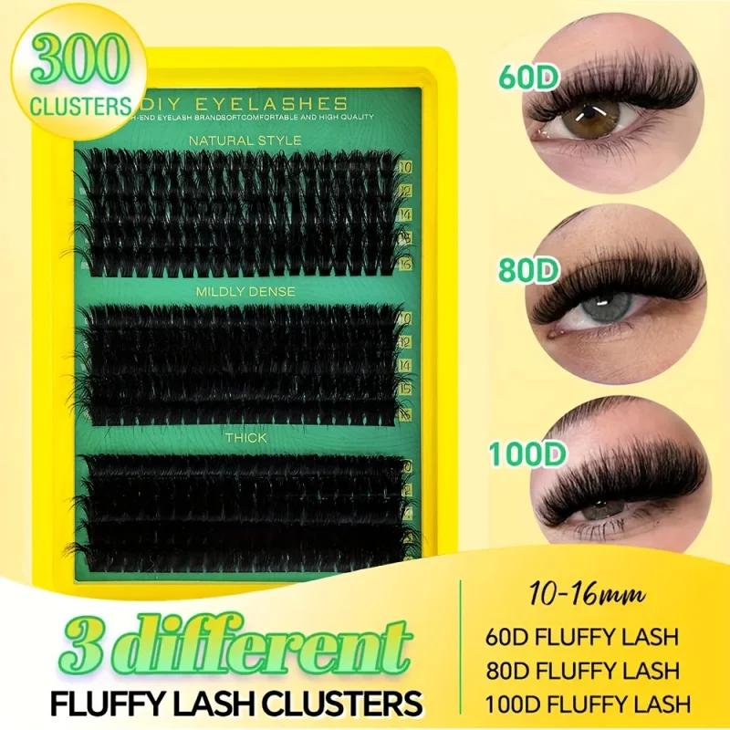 Kit d'extension de cils DIY, longueurs mixtes moelleuses de 10 à 16 mm, cils épais de 0,07 mm avec p