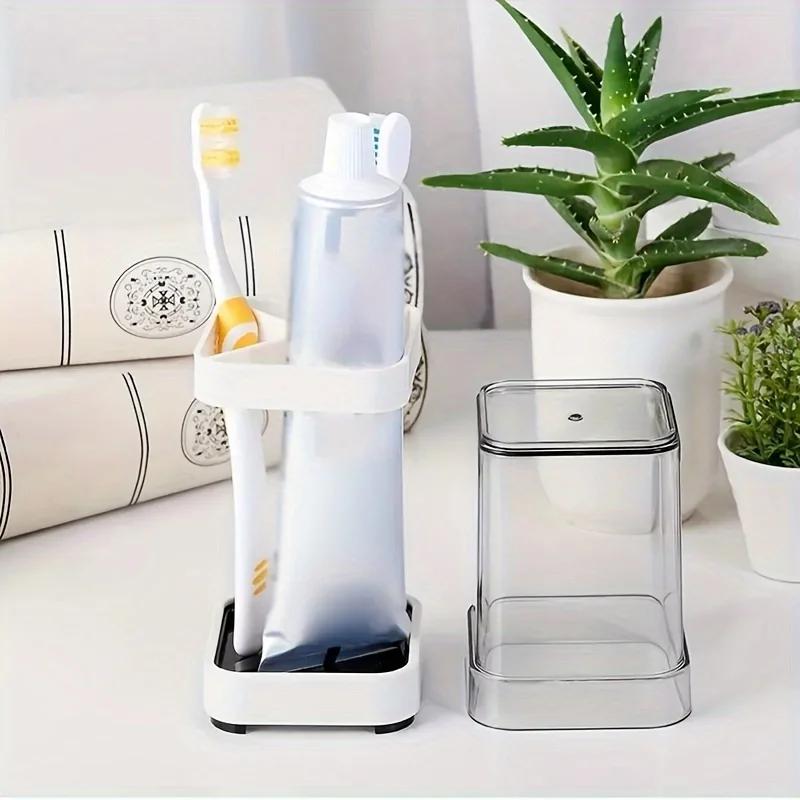 1 porte-brosse à dents avec tasse de bain de bouche, boîte de rangement organisateur de brosse à den