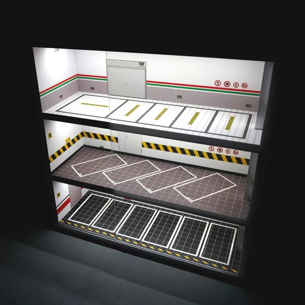 Vitrine de voiture modèle moulé sous pression avec lumière LED, vitrine de garage, vitrine de parkin