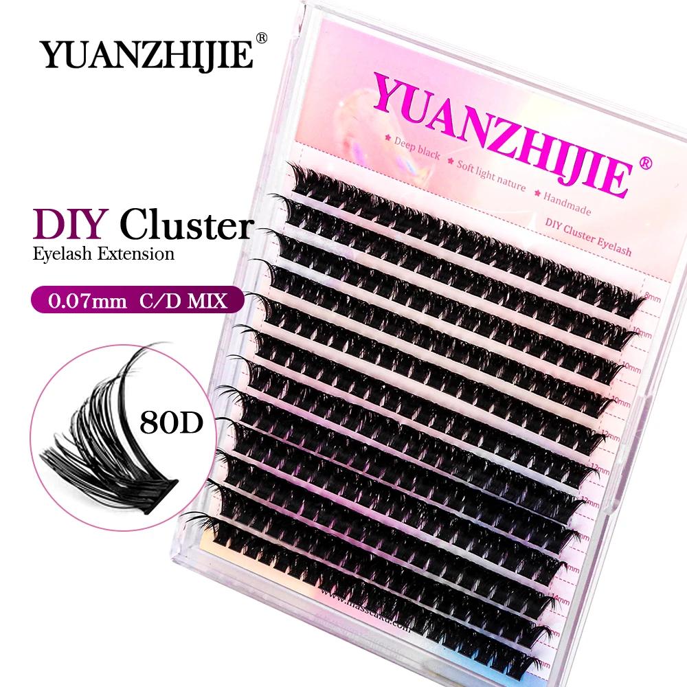 YUANZHIJIE maquillage de cils individuels Cilios Cluster Extension de cils vaporeux C/D Volume de cu