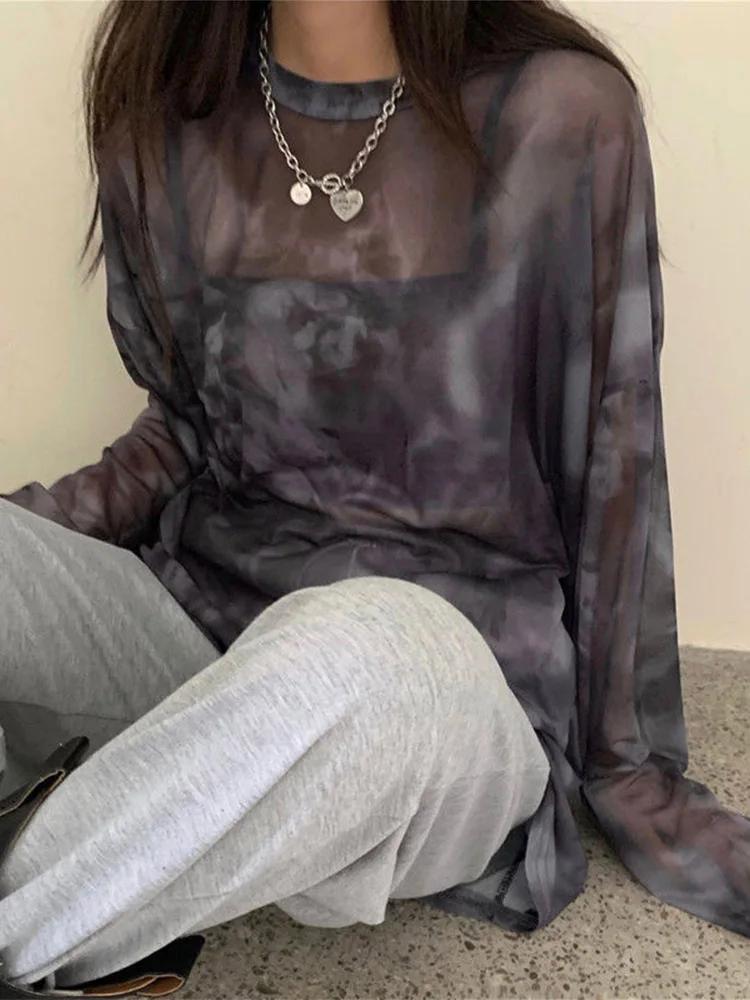 T-shirt à Manches sulfpour Femme, Vêtement Confortable et Chic, Minimaliste, Harajuku, Printemps