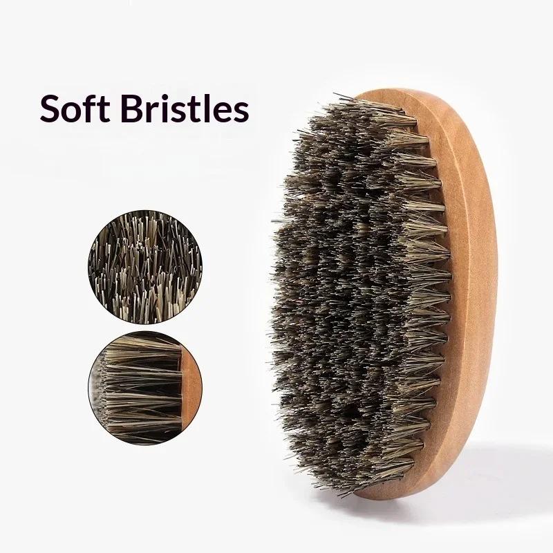 Brosse à cheveux pour hommes en poils de sanglier pour barbe naturelle, brosse à barbe, peigne à ras