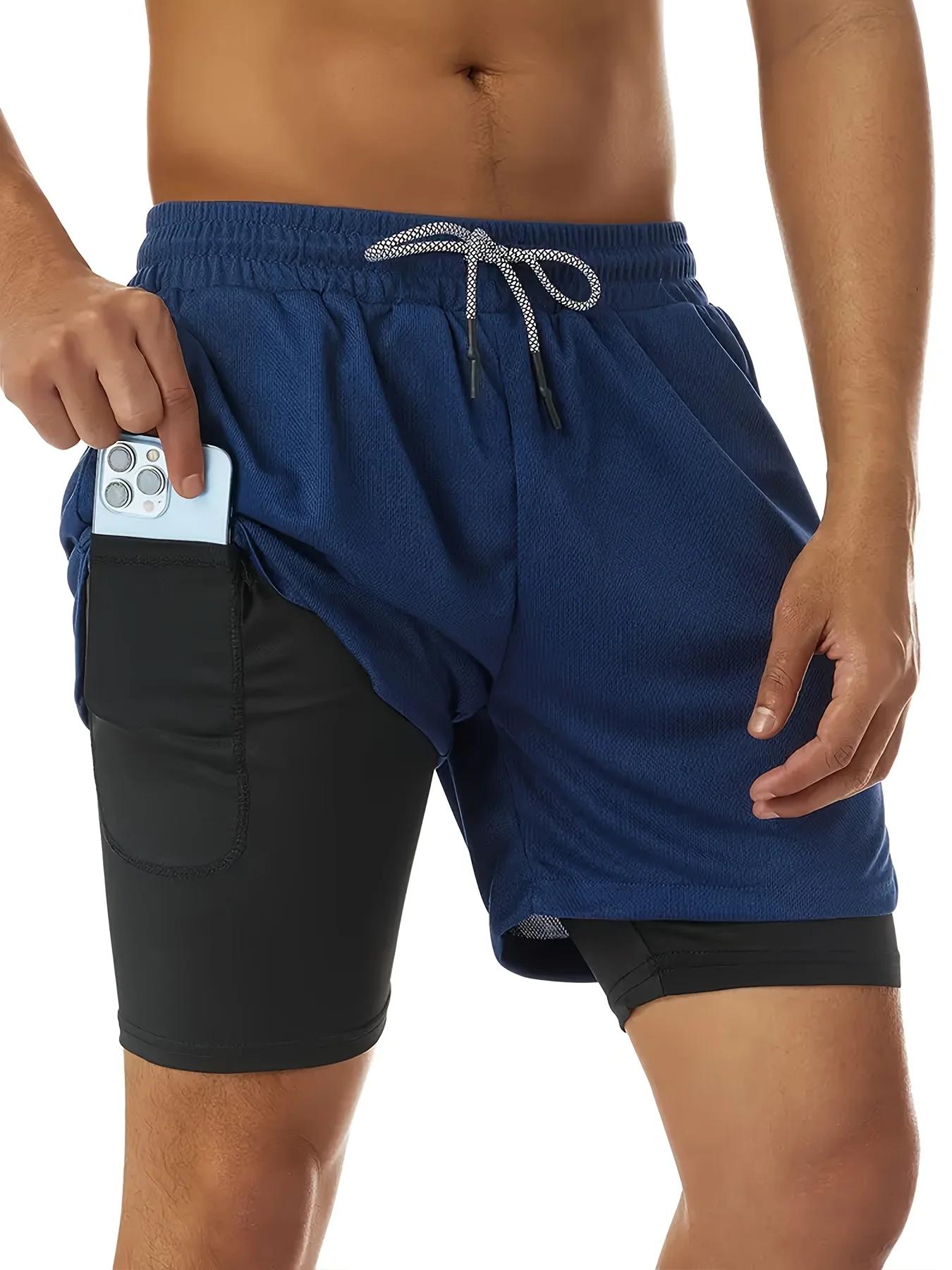 Short de sport à séchage rapide pour hommes, pantalon de Fitness 2 en 1, short d'exercice de course,