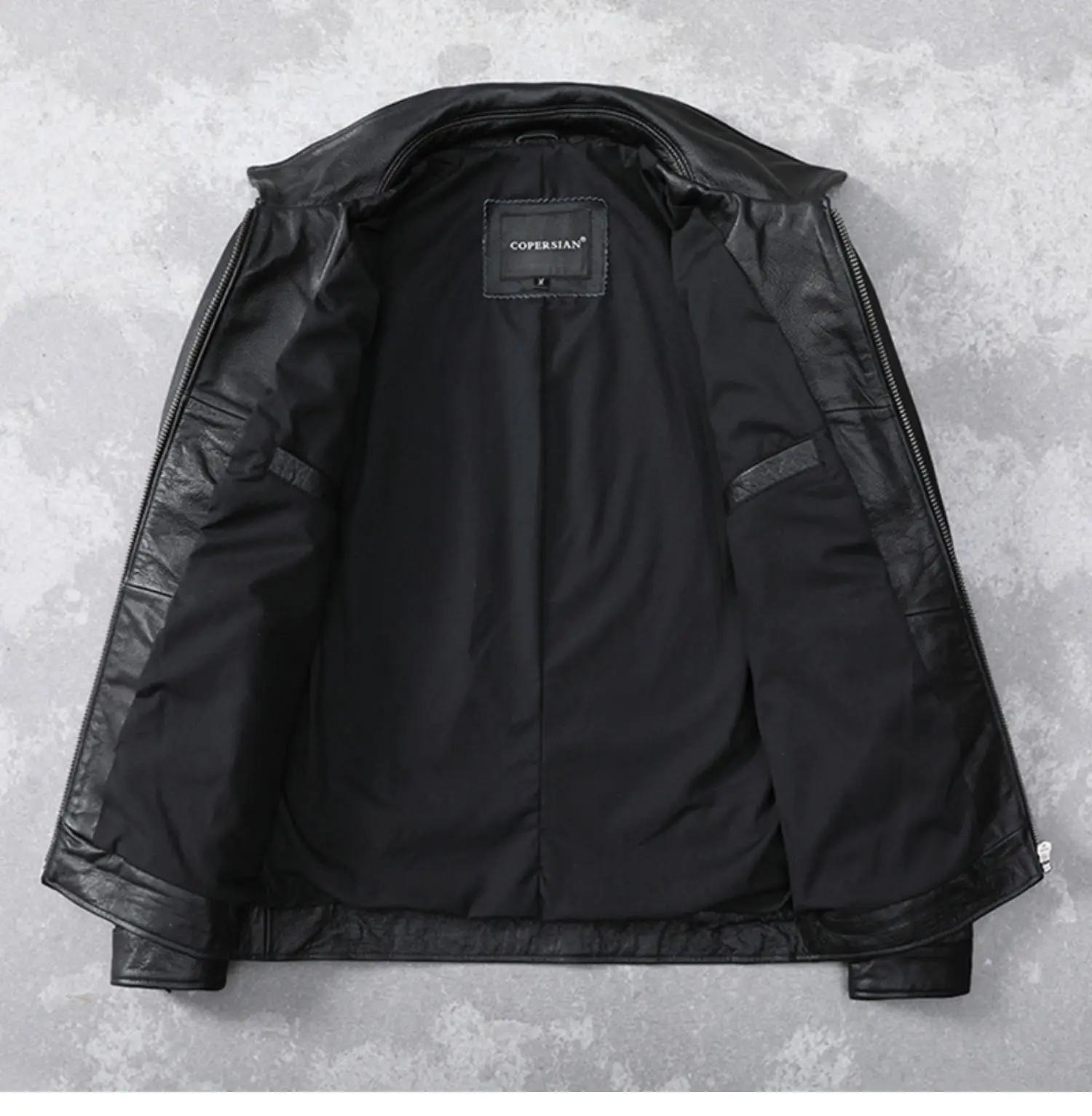 Veste en cuir véritable pour hommes, première couche de peau de vache, cuir pur de Style revers, lég