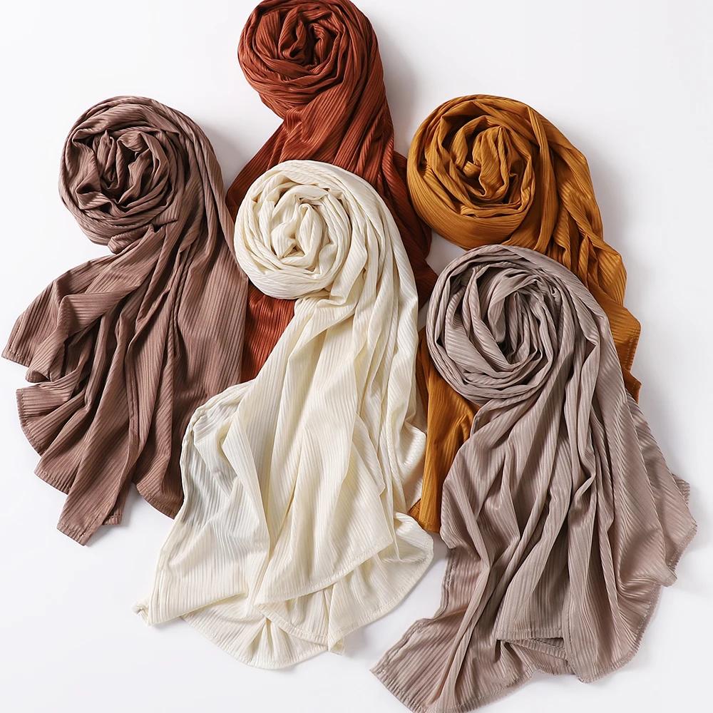 Jersey côtelé Hijab musulman plaine écharpe crêpe Hijab écharpe doux châles islamiques enveloppes ba