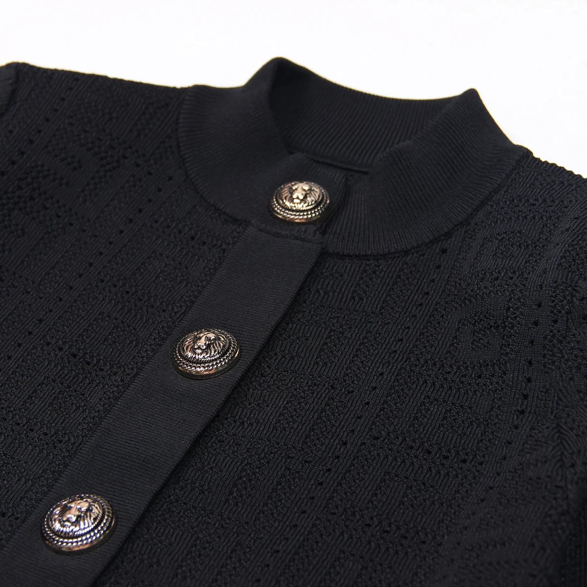 SML-Cardigan en tissu élastique pour femme, col rond creux, simple boutonnage, manches longues, coup