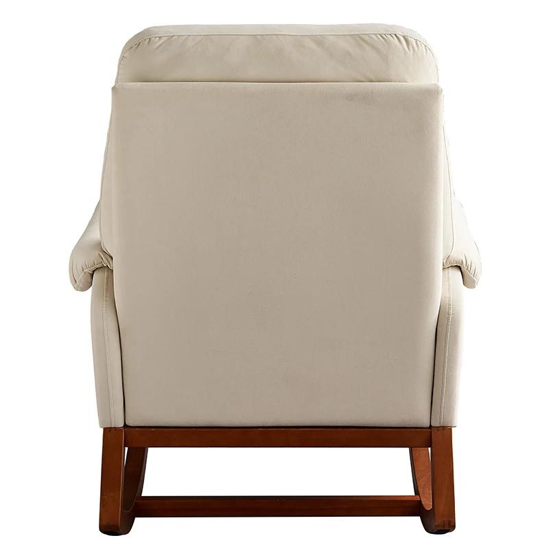 Chaise à Bascule Moderne et Confortable en Velours, Beige, pour Salon et Salle de Lecture