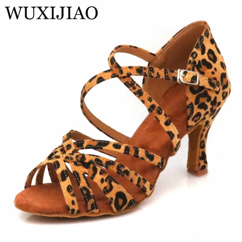 Chaussures de danse latine imprimées léopard pour femmes, chaussures de salsa à semelles souples, sa