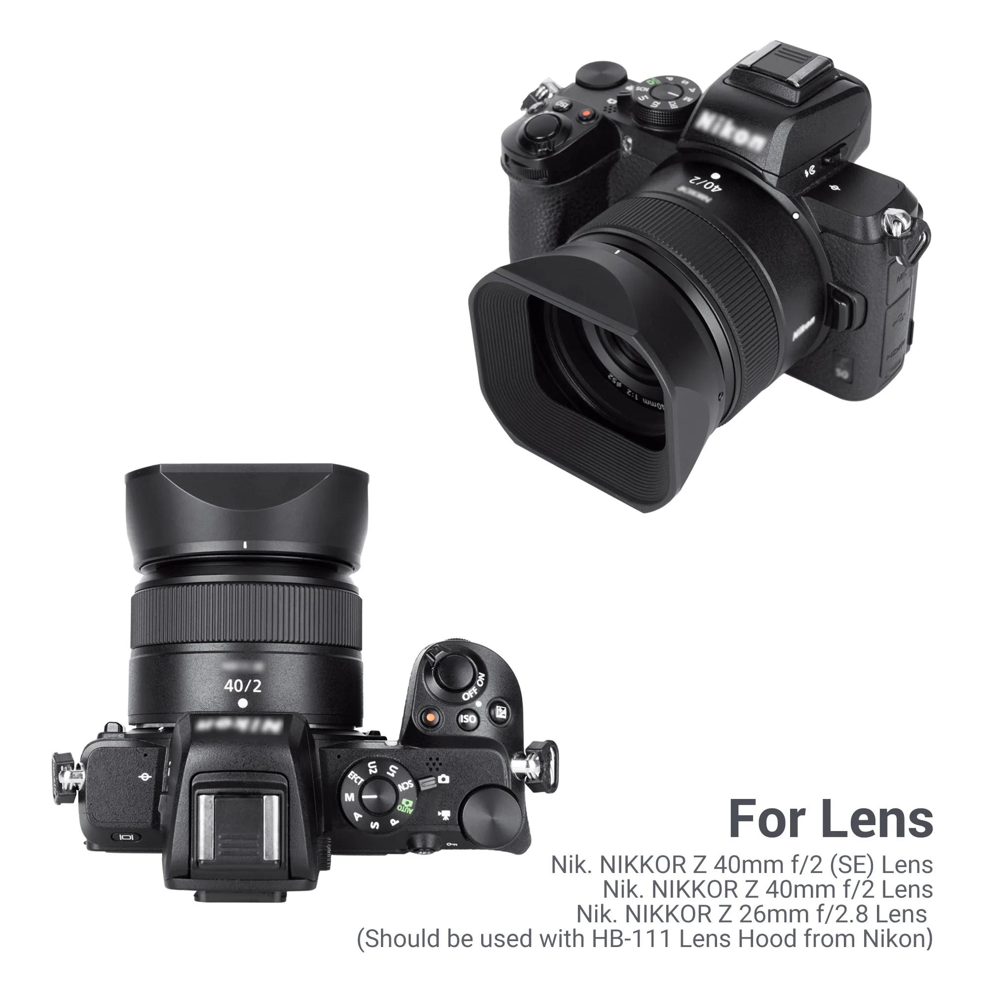 JJC-Pare-soleil carré pour Nikon Z, 40mm, f/2 (SE), Nikon NIKKOR Z 26mmf/2.8, compatible avec ZF Z5 