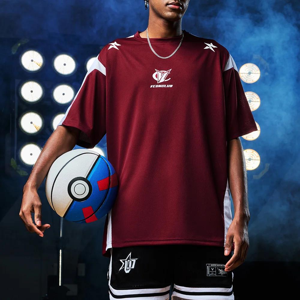 Veidoorn-T-Shirt de sport surdimensionné pour homme, maillot athlétique respirant en polyester à séc