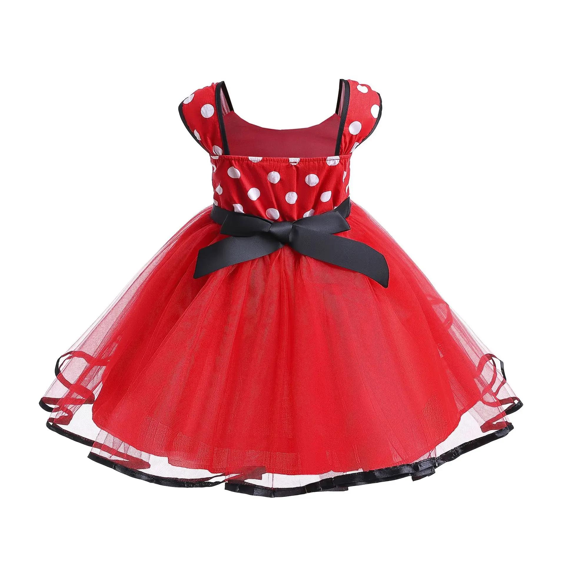 Robe Minni Mouse pour bébés filles, costume Cosplay, fête d'anniversaire, pois, mignon, carnaval, fê