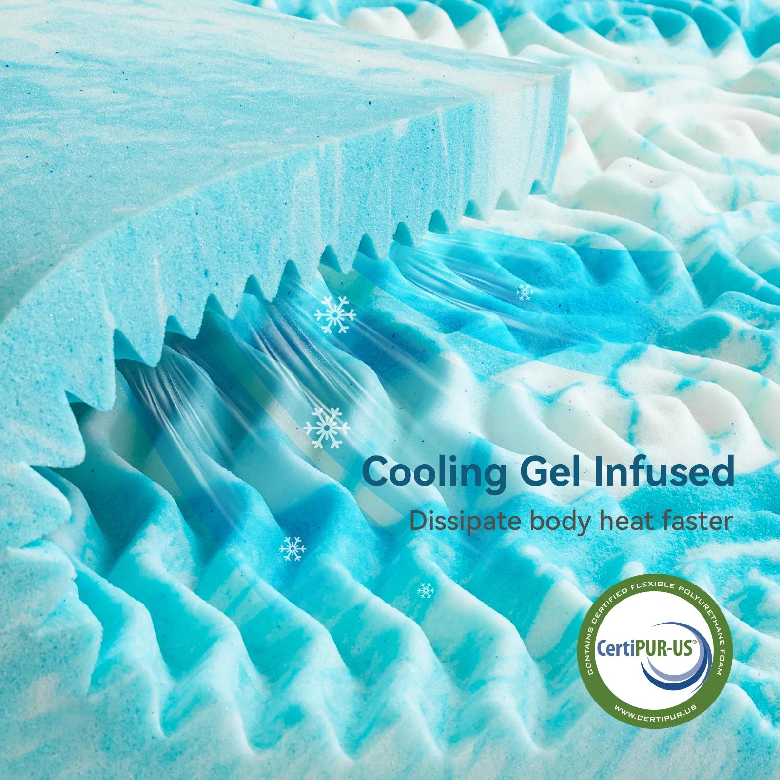 Surmatelas Hcore, surmatelas en mousse à mémoire de forme 5 zones, surmatelas en gel rafraîchissant,
