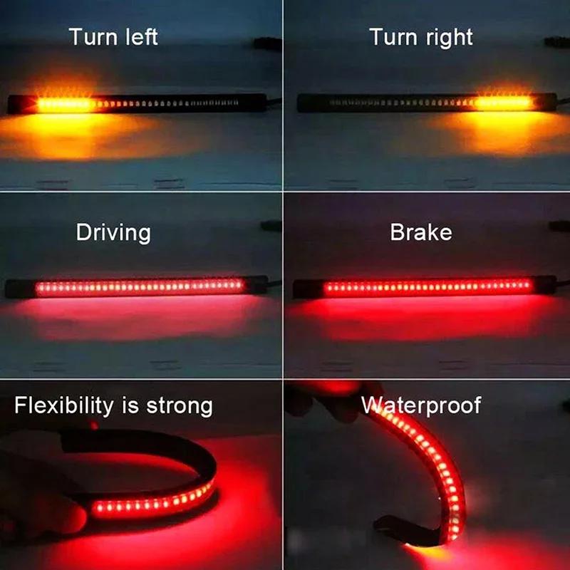 Flexible 48 LED moto barre lumineuse bande queue clignotant queue frein arrière arrêt ampoule lampe 