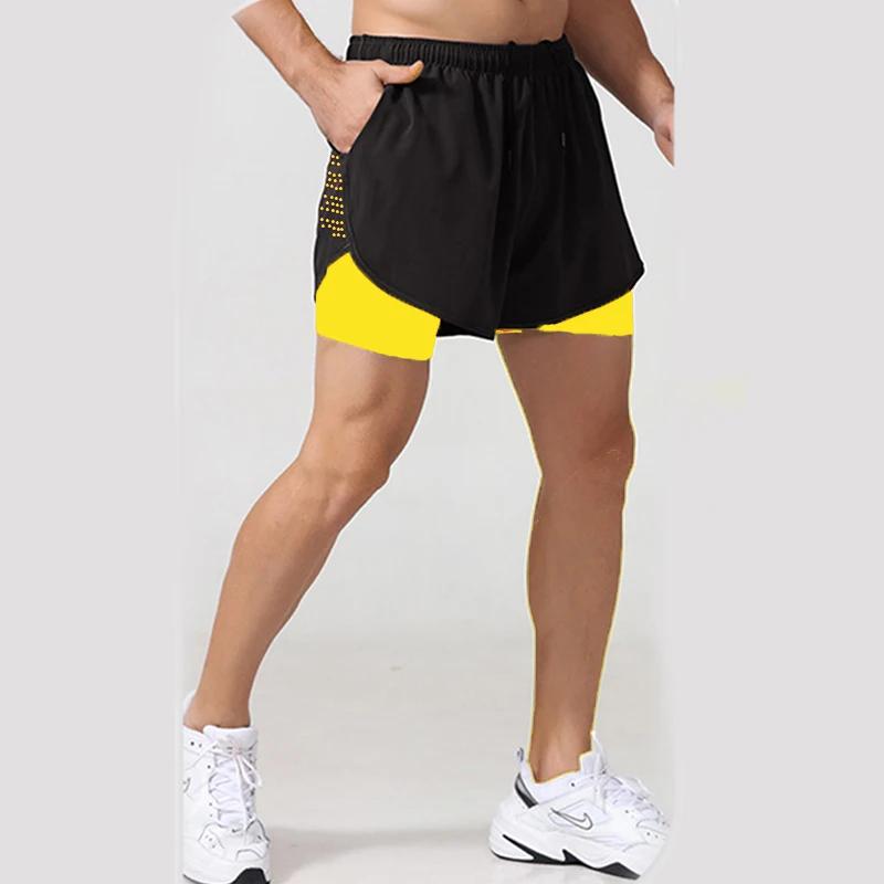 Nouveaux hommes Shorts de course Shorts de sport 2 en 1 séchage rapide entraînement gymnase Fitness 