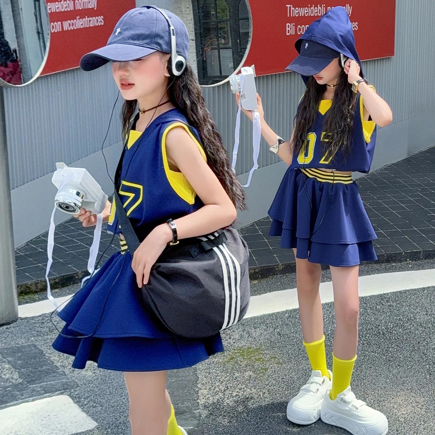Ensemble de vêtements pour filles, costumes deux pièces pour enfants, t-shirt + short de Style sport