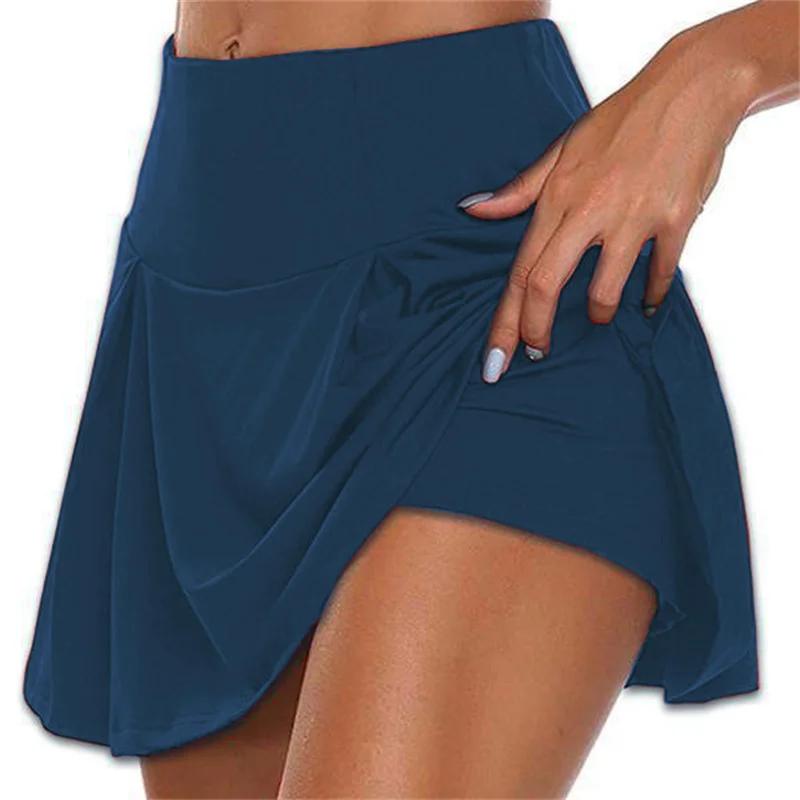 Été femmes Sprints Tennis danse Fitness jupes courtes séchage rapide solide femme doublure taille ha