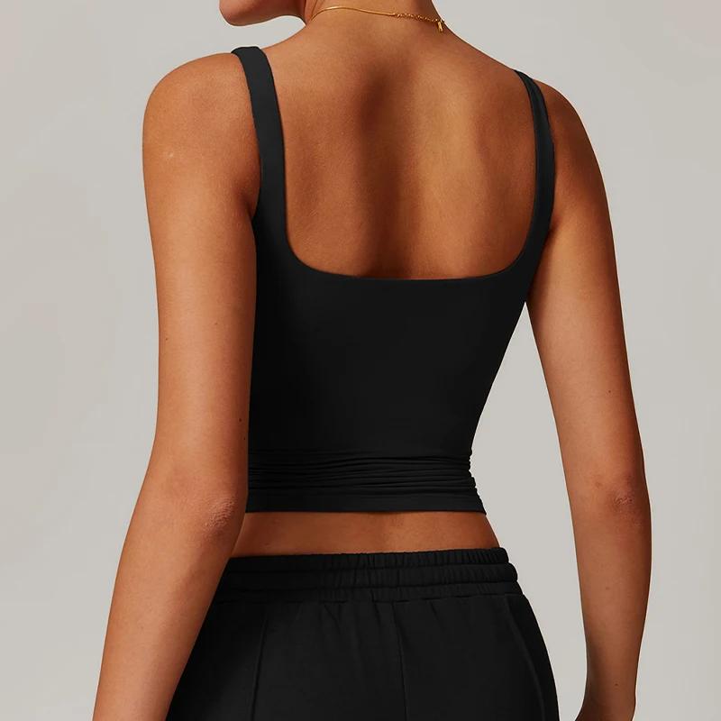 Hearuisavy – Nouveau débardeur de sport pour femme, col carré, moulant, respirant, idéal pour le yog