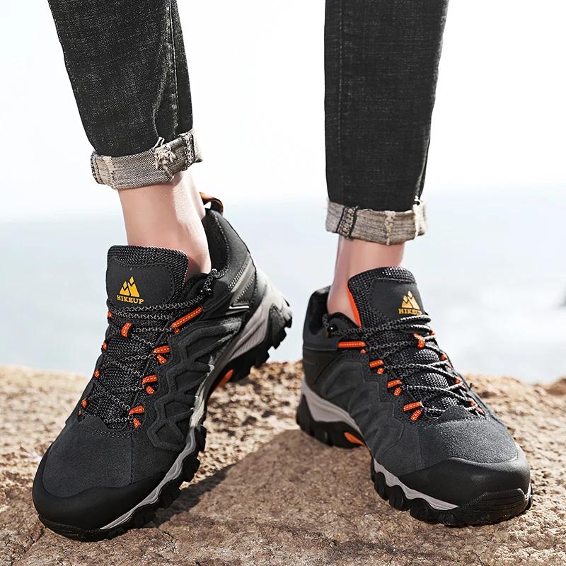 HIKEUP-Chaussures de Randonnée en Cuir Durables pour Homme, Baskets de dehors en Plein Air, de Trekk