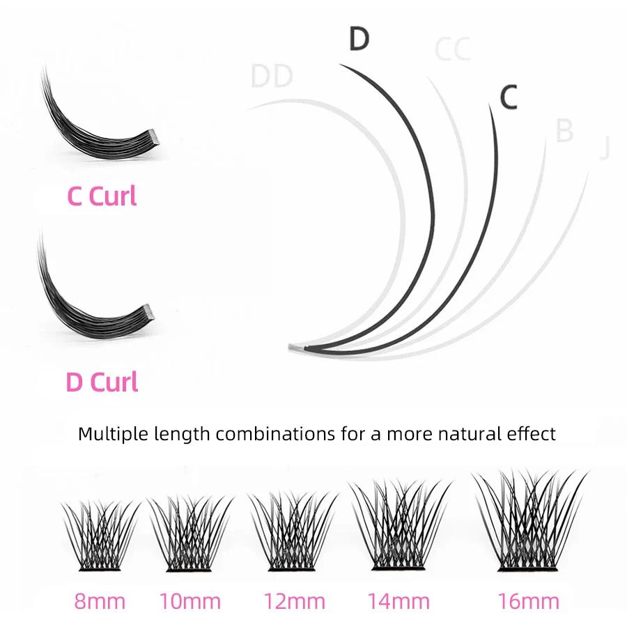YUANZHIJIE maquillage de cils individuels Cilios Cluster Extension de cils vaporeux C/D Volume de cu