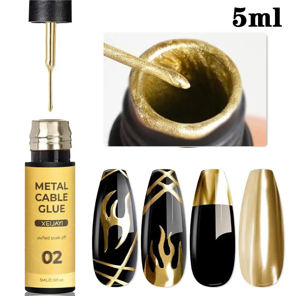 Vernis à ongles en Gel pour peinture métallique dorée, effet miroir métallique 3D, peinture pour des
