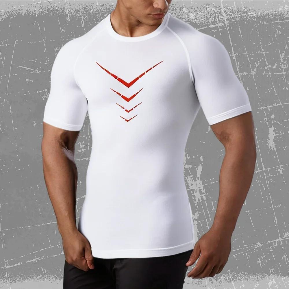 T-Shirt à manches courtes pour hommes, vêtements de course, d'entraînement, de sport, respirant, hau