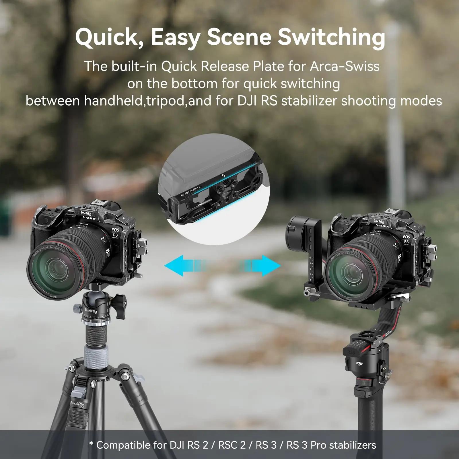 SmallRig – Cage de caméra «Black Mamba» pour Canon EOS R6 Mark II, plaque de dégagement rapide arca-