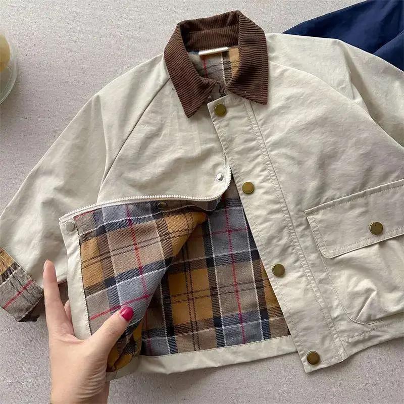 Mode bébé fille garçon Cargo Trench veste infantile enfant en bas âge enfant Patchwork manteau print