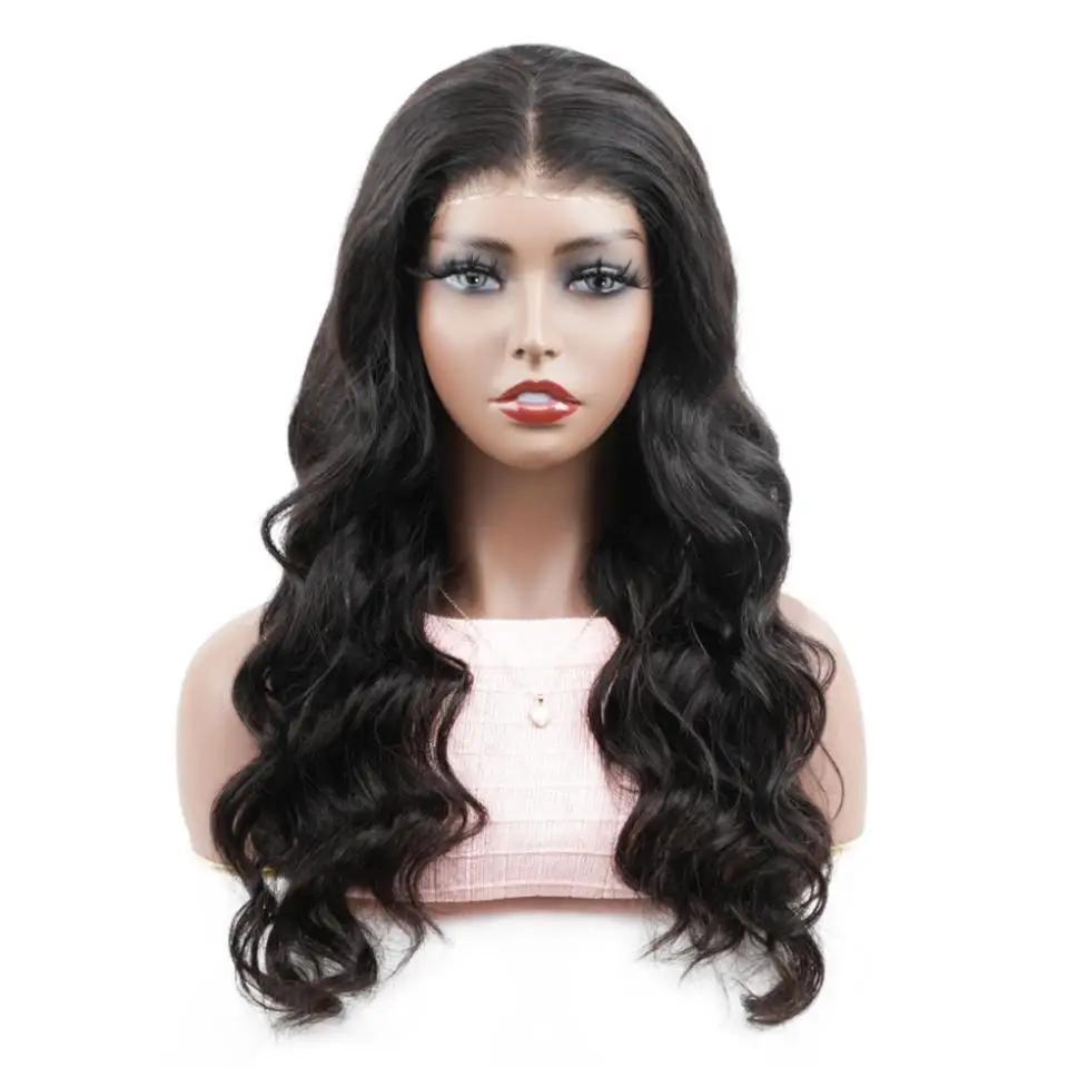 Perruque Lace Front Wig Body Wave Brésilienne Naturelle, Cheveux Humains, Pre-Plucked, 4x4, 13x4, 13