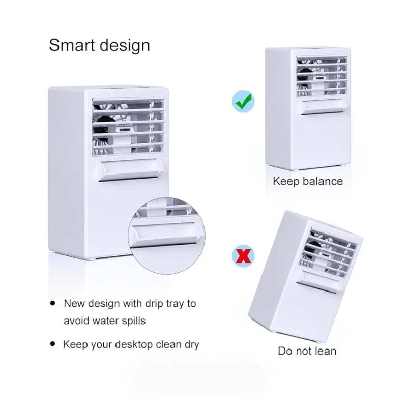 Mini ventilateur de climatiseur portable, refroidisseur d'espace personnel de table 3 en 1, humidifi