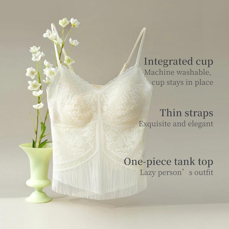 SUJIIN Sexy dentelle Camisole débardeurs femmes 2025 été sans manches beau dos haut dame Simple t-sh
