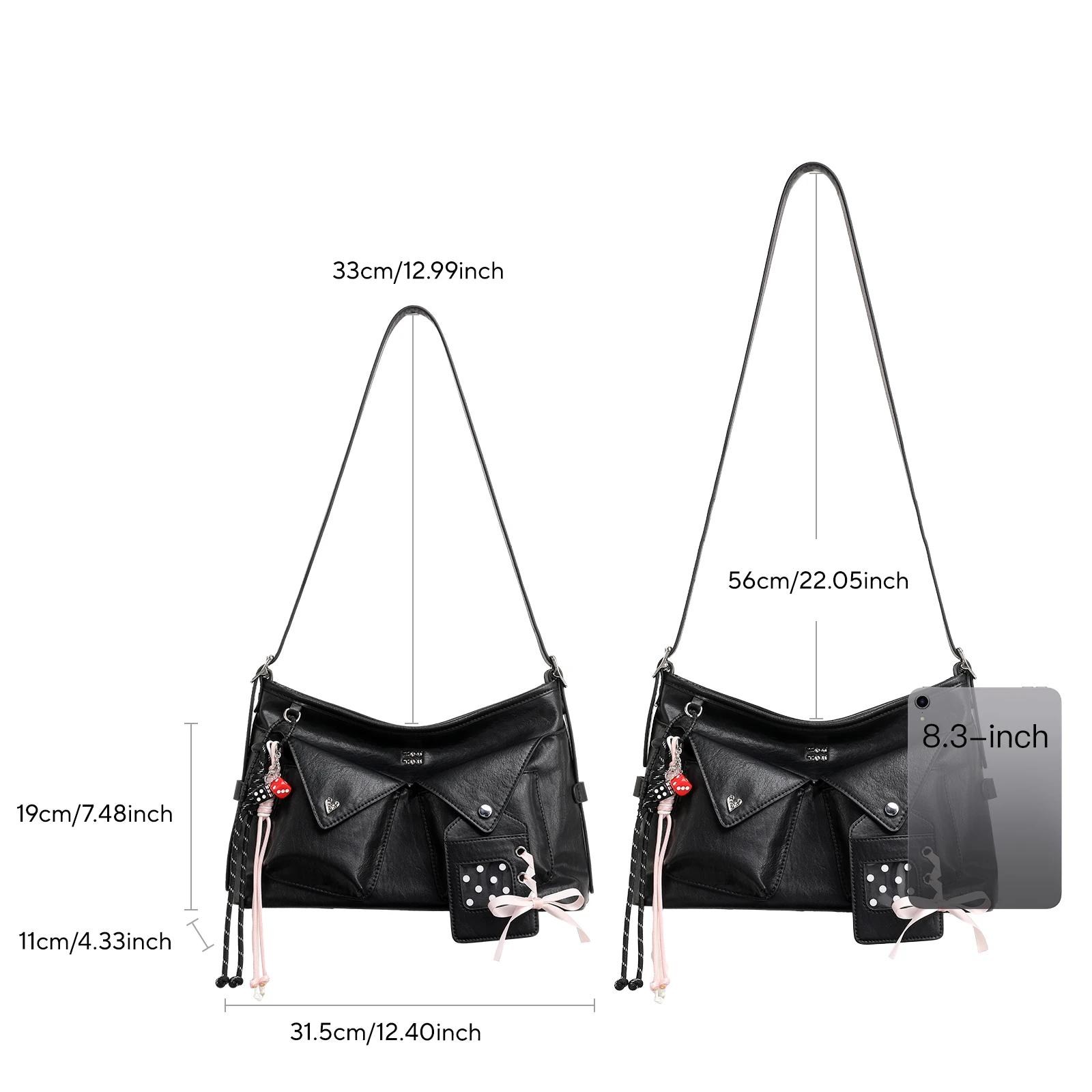 Sac à bandoulière toutou en cuir PU, tendance y2k, sac fourre-tout en dentelle Sweet Cool, sac Ita a