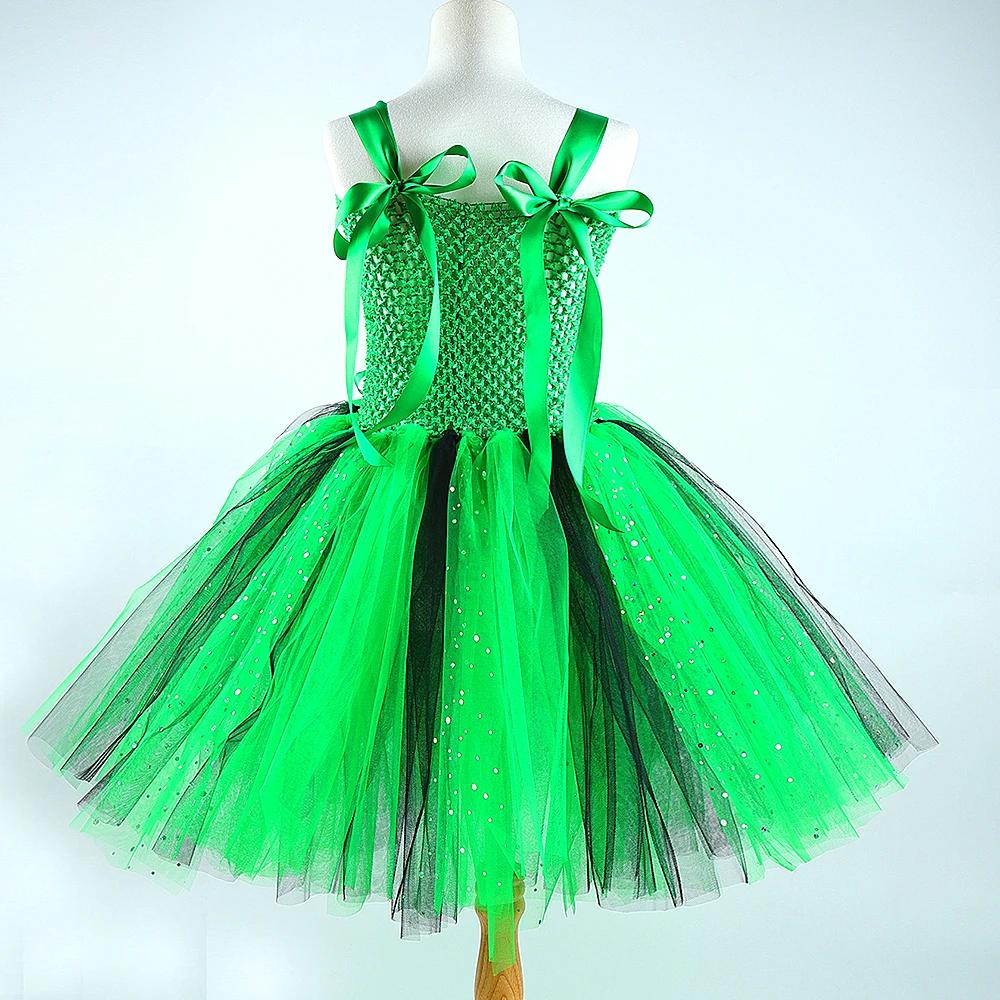 Robes de princesse grenouille verte scintillante pour petites filles, déguisement d'anniversaire pou