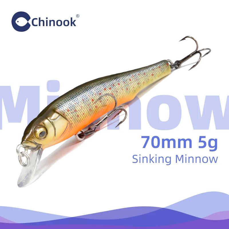Leurre de pêche Chinook Sinking Suspending Minnow pour truite, 70mm 5g, leurres pour la pêche, swimb