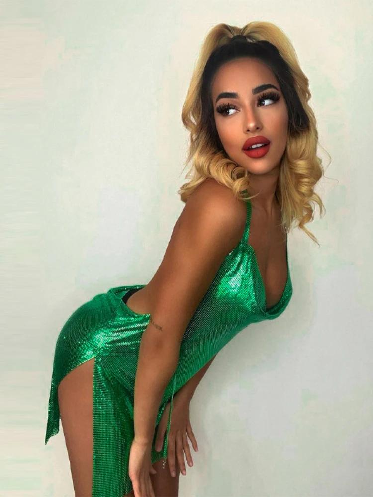 Robe courte élégante pour femmes, Sexy et à la mode, avec col suspendu, dos nu, bas de poitrine, pai