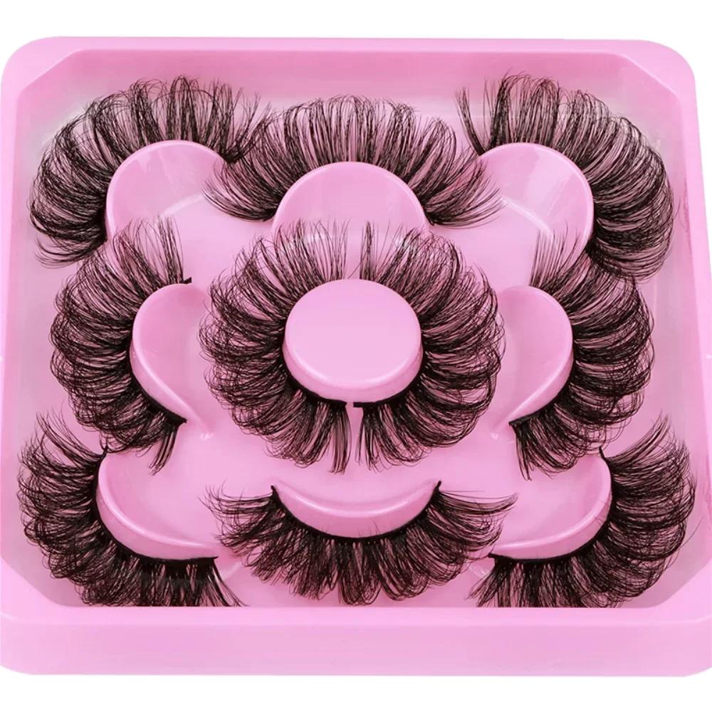 5 paires de cils en bande russe cils de vison moelleux 3D faux cils Volume russe cils faux cils Exte