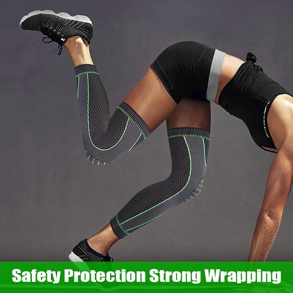 Manchons de Compression de jambe complète, 1 paire, genouillères, protection de soutien pour l'halté