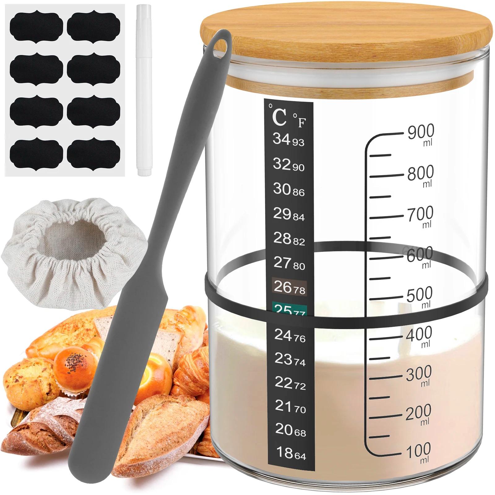 Pot de Fermentation au levain 900ml, récipient de démarrage au levain, pot en verre transparent, fou