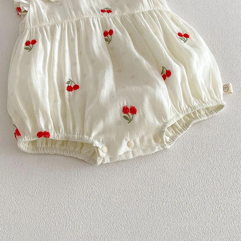 MILANCEL – body d'été pour bébé de 3 à 24 mois, motif cerise, dessin animé, une pièce, ample, en den