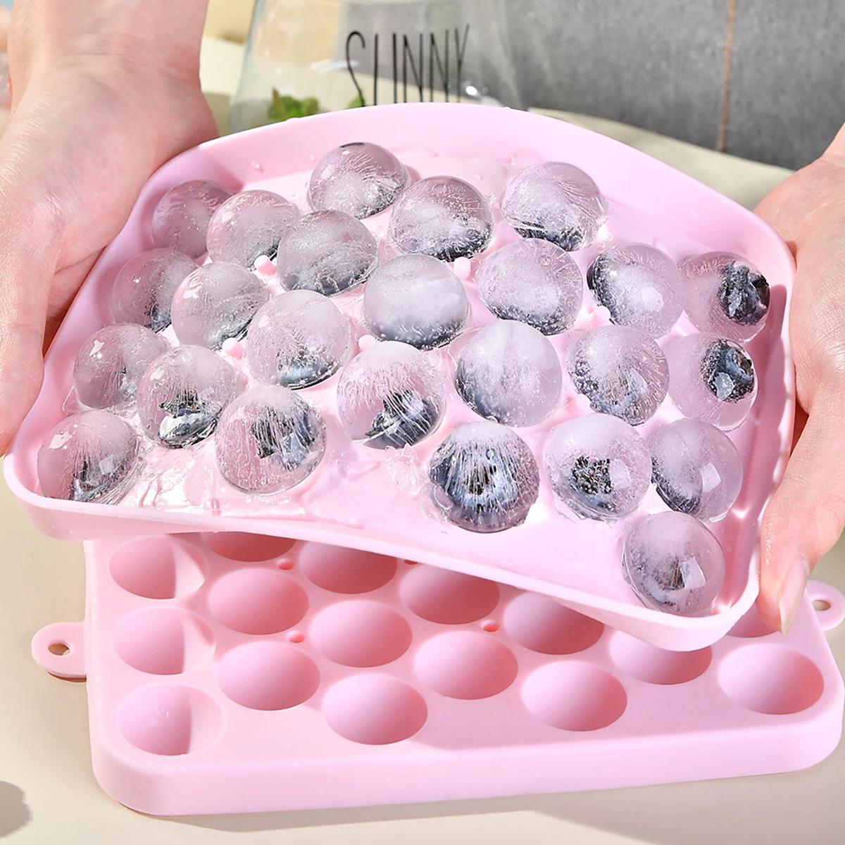Moule à glaçons en Silicone à 25 grilles, boule de glace avec couvercle, boîte de rangement de glace