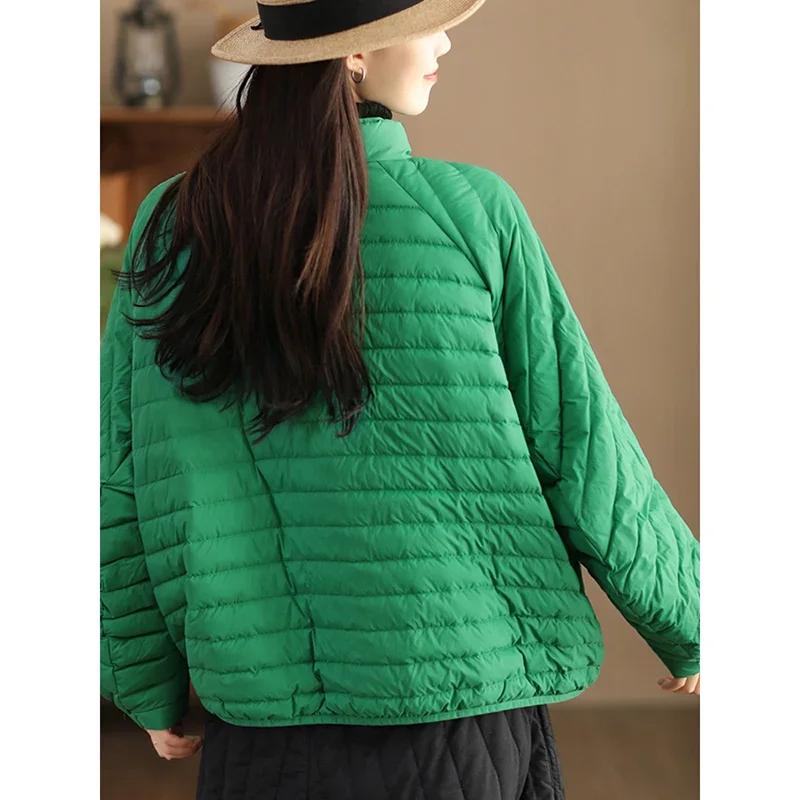 Veste en duvet de canard blanc ultraléger pour femme, manteau vintage, vêtements d'extérieur décontr