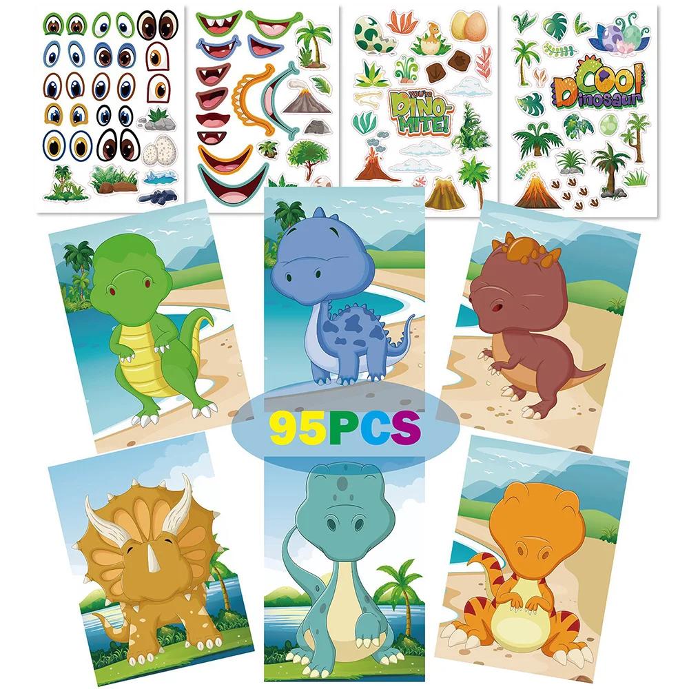 Faire un visage bricolage Animal princesse dinosaure Puzzle autocollants enfants jeux de Puzzle drôl
