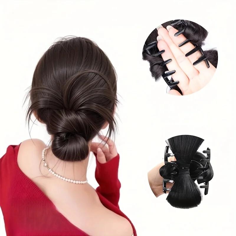 Chignon synthétique élégant à demi-cravate de 8 pouces, avec pince à griffes, perruque en plumes de 